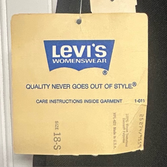 Bend Over Levi Strauss & Co Pants Vintage Black Women’s Sz 18 NWT - Picture 3 of 7